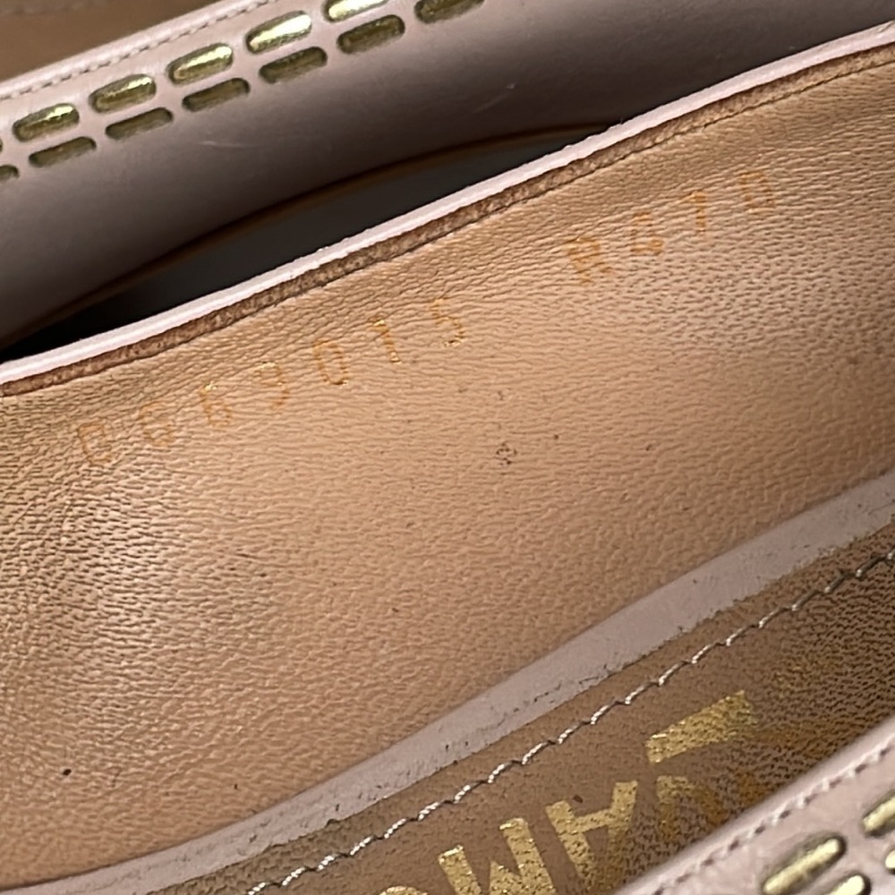 Salvatore Ferragamo Beige Leather Pola Bisque Peep Toe Pumps Bow Size 7.5 - Picture 11 of 16